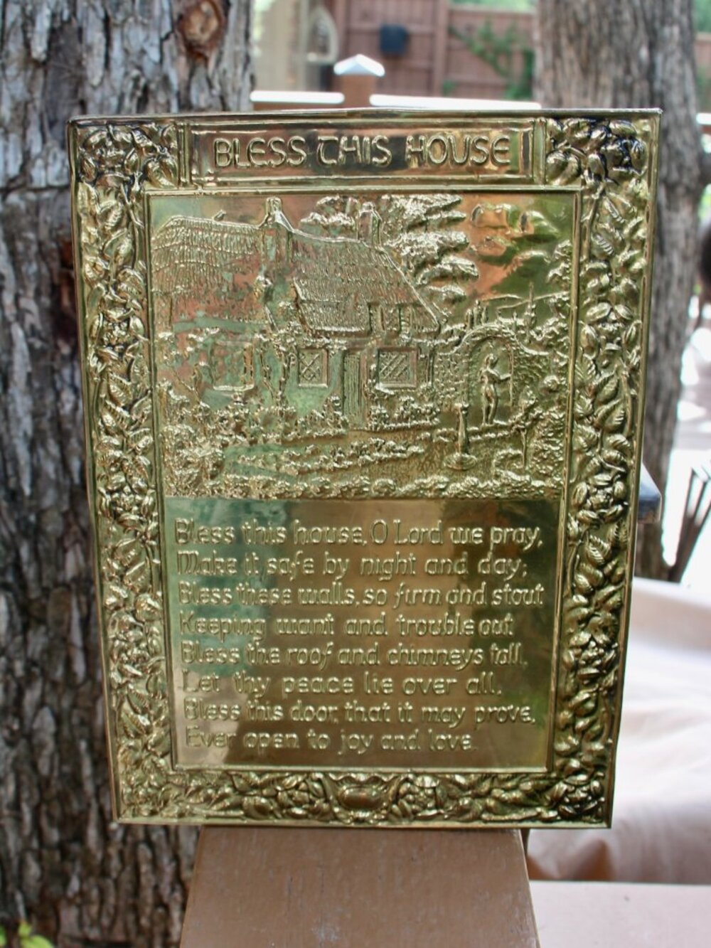 Gold brass vintage plaque